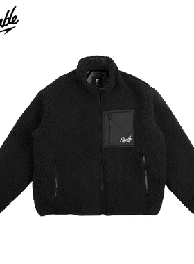 SLAMBLE冬季新款马赛克摇粒绒立领拉链保暖外套男女休闲百搭上衣