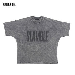 美式 SLAMBLE 潮流 t恤男女半袖 重磅做旧水洗短袖 CLO.夏季 新设计款