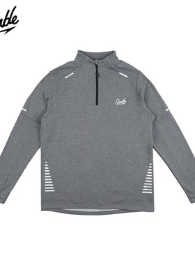 SLAMBLE冬季新款德绒拉链立领长袖打底衫男运动跑步反光内搭潮