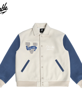 SLAMBLE秋季新款美式拼色复古外套男女情侣款宽松潮牌棒球服夹克