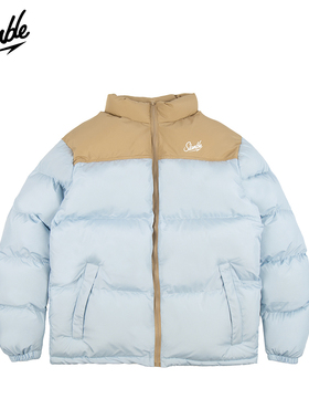 SLAMBLE冬季新款美式拼色加厚棉衣男女款宽松休闲保暖防风潮