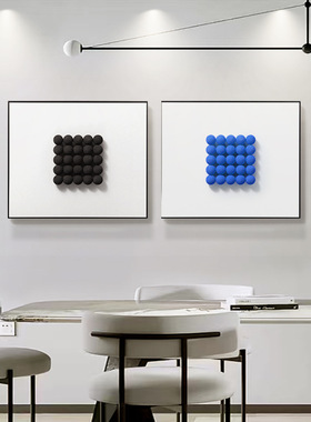 定制克莱因蓝创意实物客厅装饰画背景墙画圆球镶嵌挂画简约玄关画