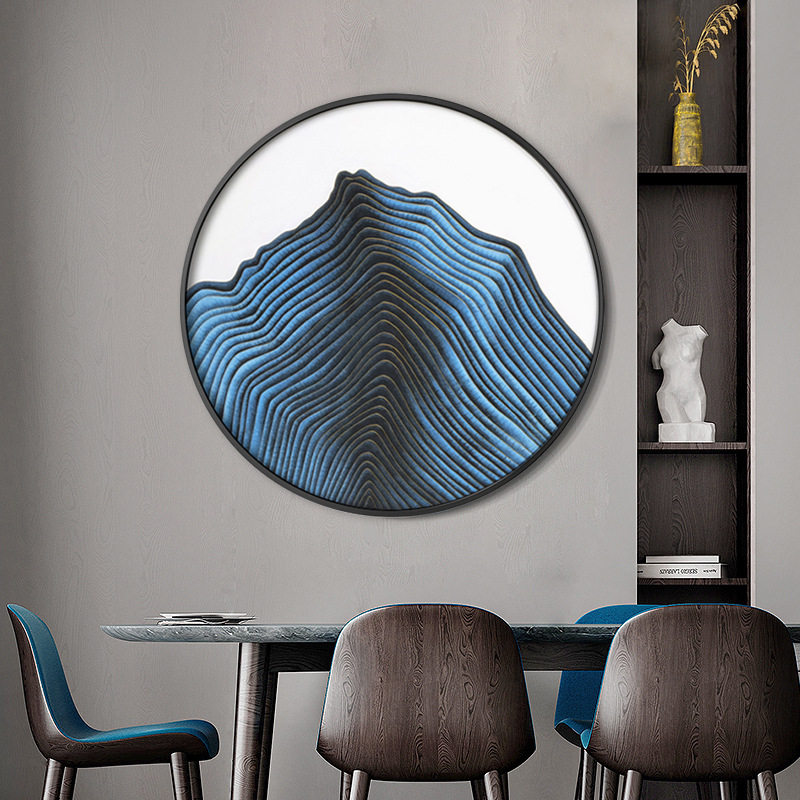 掐丝珐琅彩立体实物画新中式禅意客厅玄关圆形挂画书房卧室装置画