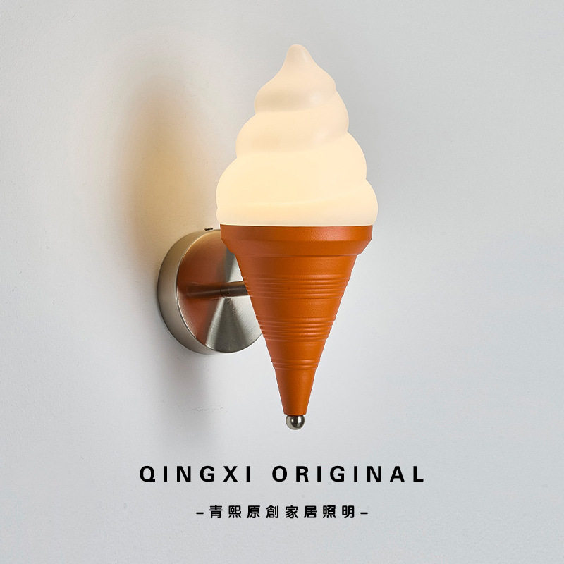 雪糕冰淇淋壁灯儿童房卧室床头灯奶油风创意个性奶茶店铺装饰墙灯