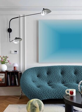 渐变色装饰画简约风餐边墙面浅蓝色高级感挂画大尺寸壁画艺术时尚