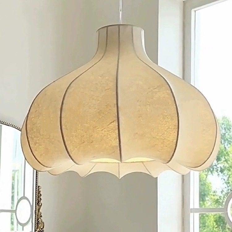 跨境洋葱头蚕丝吊灯中古诧寂风卧室房间设计师法式复古奶油风书房