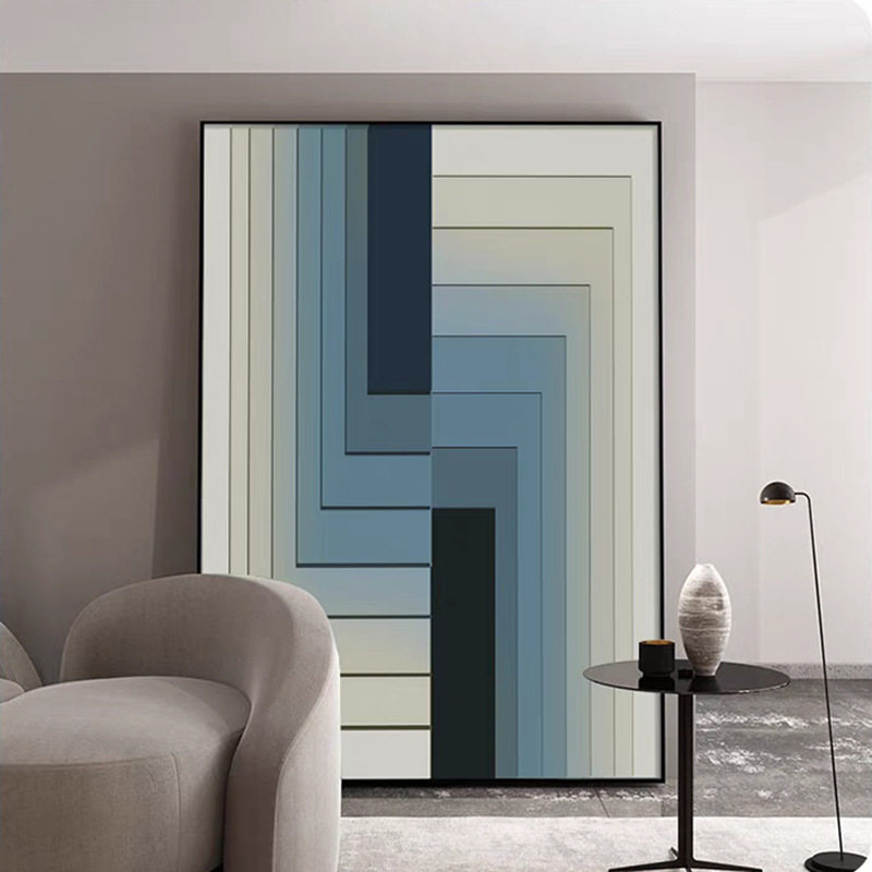 现代简约卧室装饰画层次空间立体感挂画几何抽象客厅走廊背景壁画