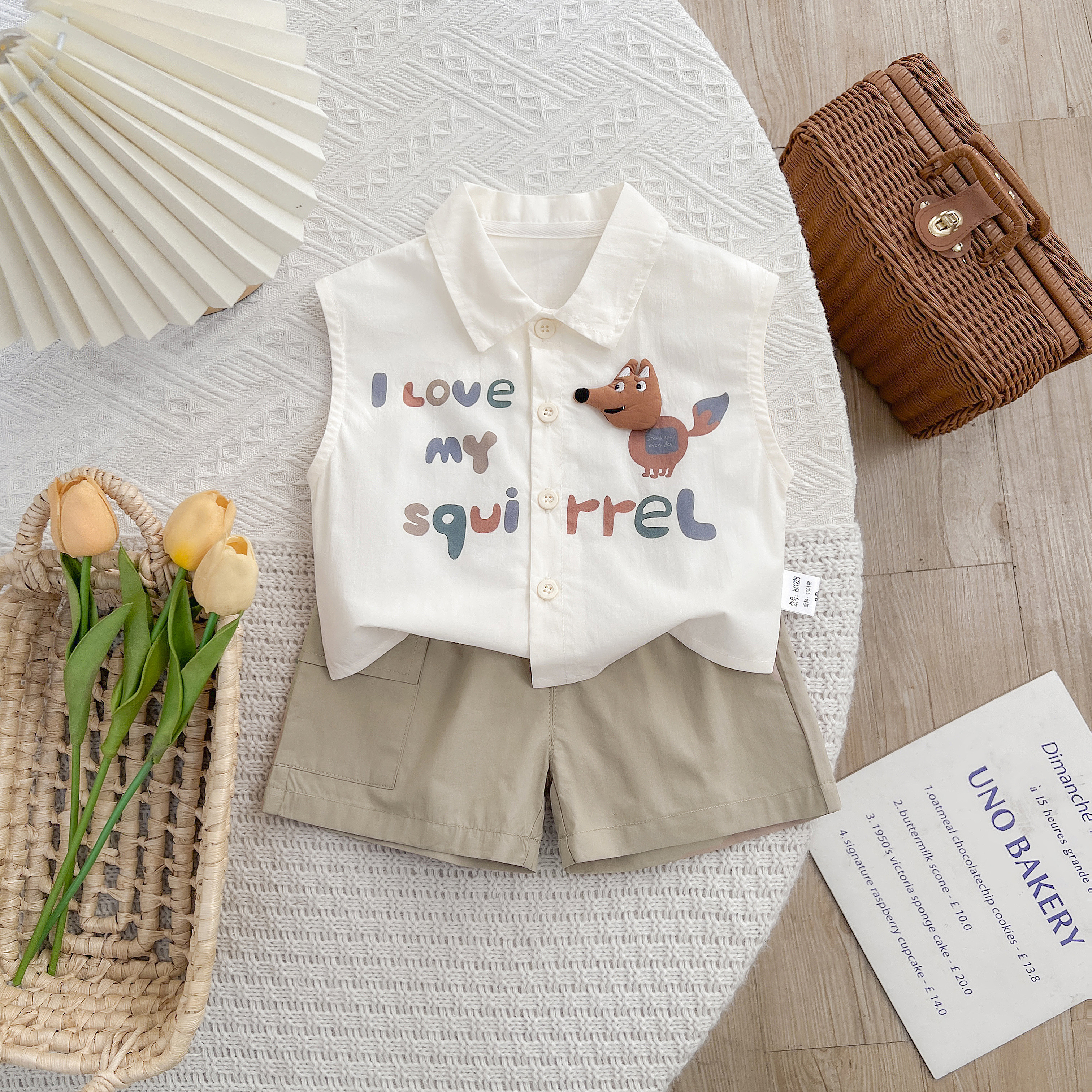 男童纯棉套装夏季婴儿洋气衣服男宝宝帅气无袖衬衫短裤两件套夏装