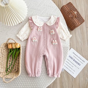 新生婴儿衣服春秋款女宝宝连体衣生日满月秋季百天纯棉春季外出服