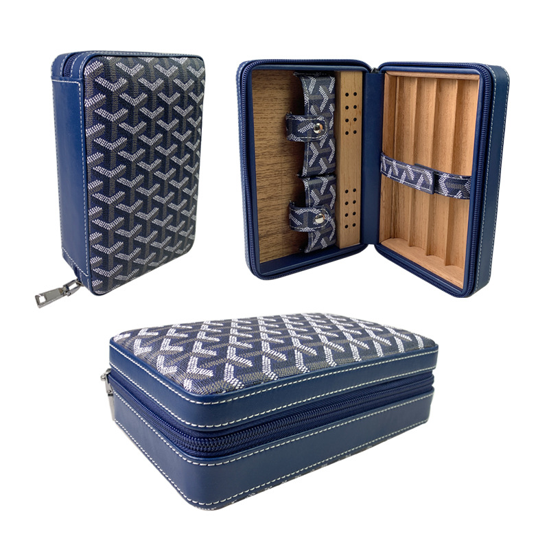 现货雪茄盒雪松木雪茄保湿盒雪茄套真皮新款戈雅收纳包