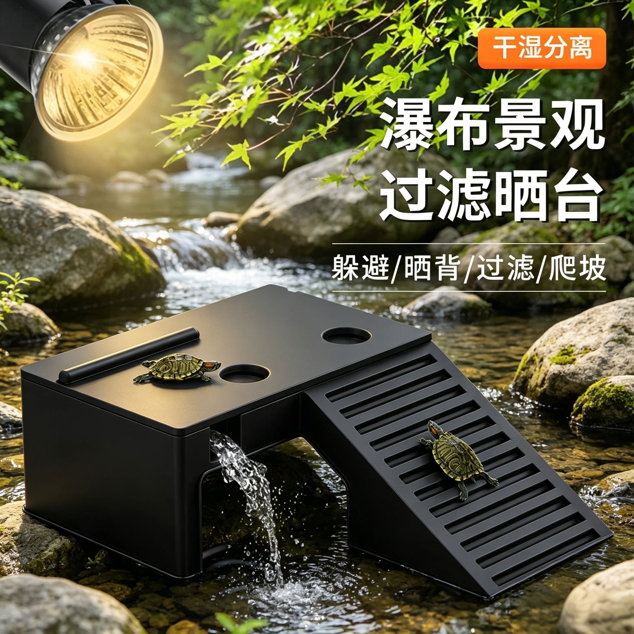 乌龟晒台爬台休息台养龟缸造景图片