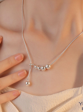 Yooper女通体纯银蛇骨链项链