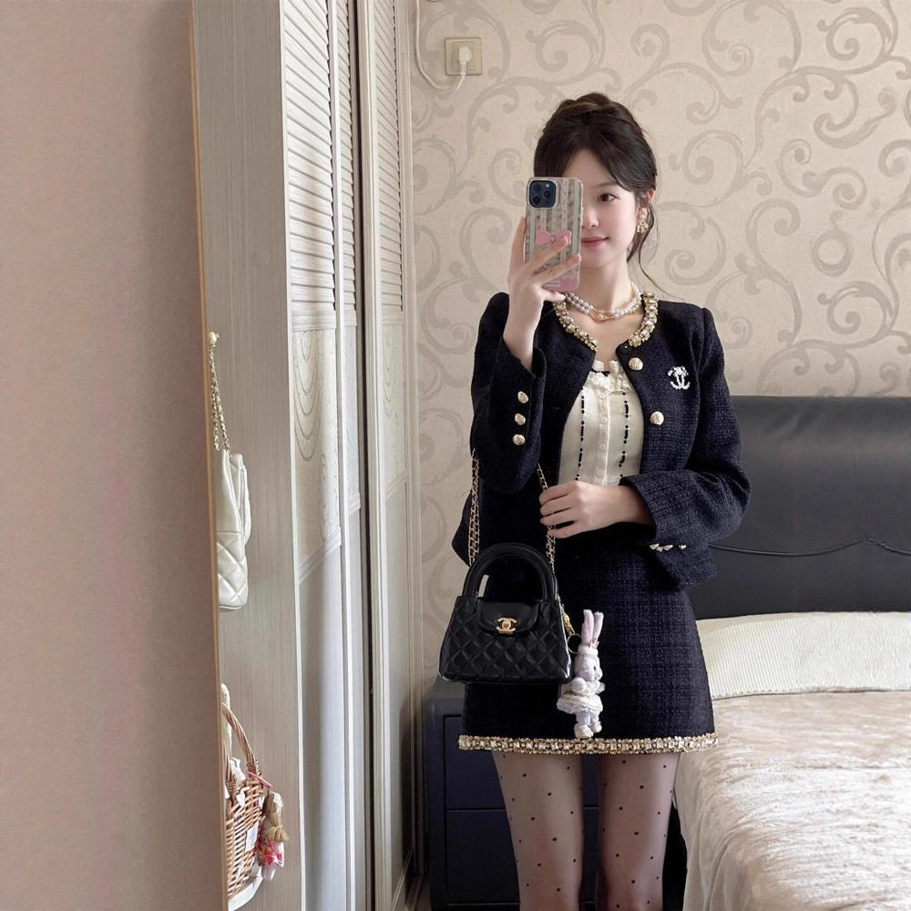 2025年秋富家千金紫色小香风套装裙女感短外套气质名媛两件套,女装/女士精品,时尚套装,淘宝优惠券,粉丝福利购,淘宝优惠卷