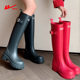 回力雨鞋 百搭雨靴女 时尚 女款 加绒长筒靴户外红色高筒防水防滑胶鞋