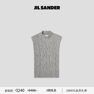 新品 女士绵羊毛无袖 首降 SANDER 针织披肩 JIL