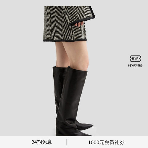 牛皮革高跟长靴JILSANDER
