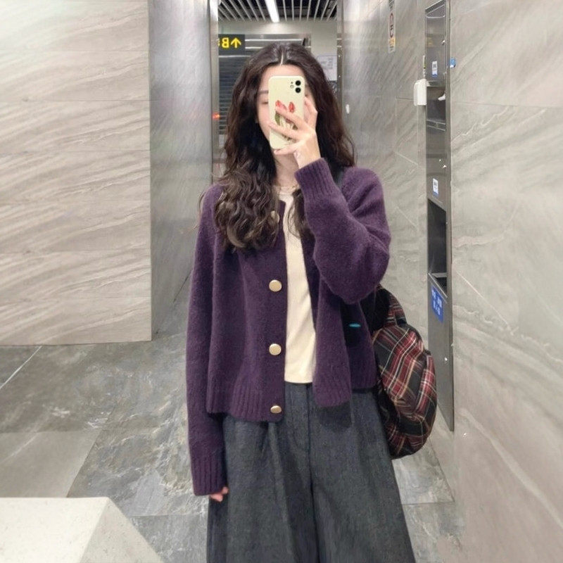 奶fufu软糯紫色仿浣熊绒针织开衫女秋冬季慵懒风宽松毛衣外套上衣,个性定制/设计服务/DIY,棉服工装,淘宝优惠券,粉丝福利购,淘宝优惠卷