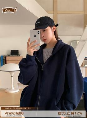 Vs what「素人爱豆」纯色系无性别韩版卫衣外套拉炼开衫慵懒上衣