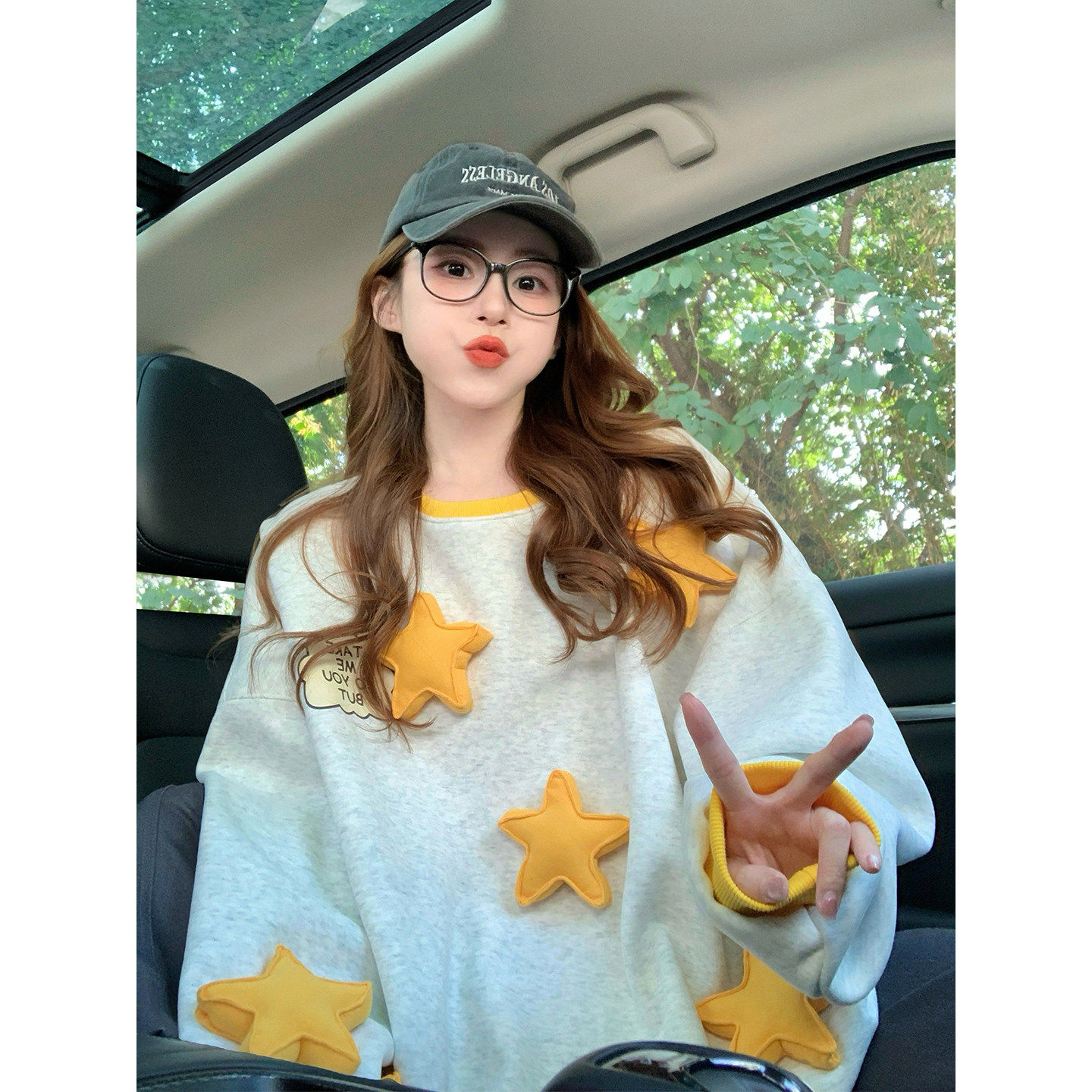 重工立体星星卫衣女2025新款秋冬加绒美式潮牌设计感撞色圆领上衣,个性定制/设计服务/DIY,棉服工装,淘宝优惠券,粉丝福利购,淘宝优惠卷