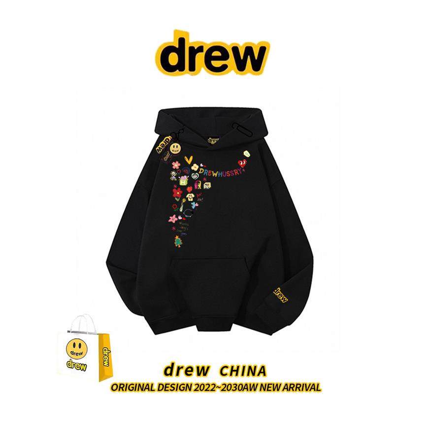 drew美式潮牌卡通涂鸦印花连帽加绒卫衣男女情侣宽松纯棉高街帽衫,个性定制/设计服务/DIY,棉服工装,淘宝优惠券,粉丝福利购,淘宝优惠卷