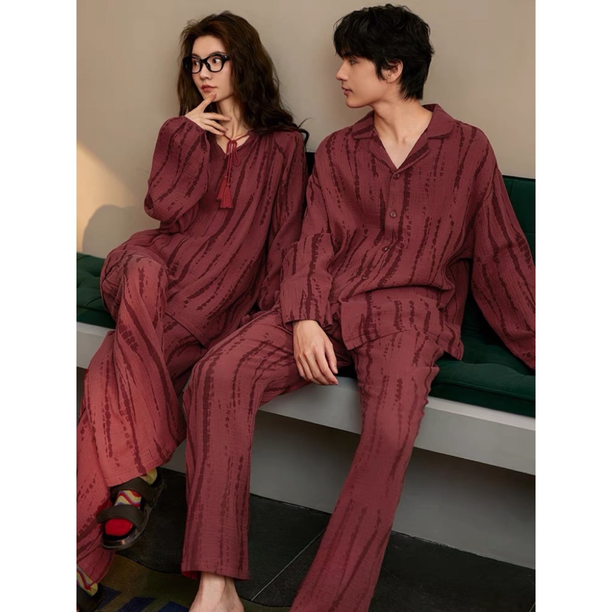 情侣睡衣新婚套装春秋季女红色结婚纯棉纱布长袖本命年男士家居服,女士内衣/男士内衣/家居服,睡衣/家居服套装,淘宝优惠券,粉丝福利购,淘宝优惠卷