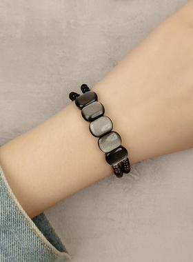 原创手链女款猫眼天然黑曜石男女