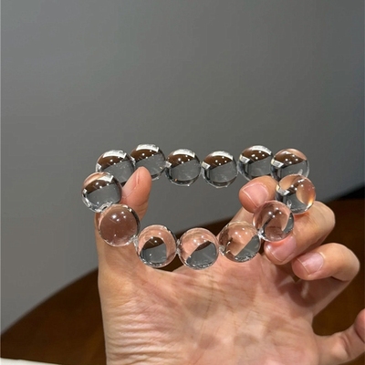 网红爆款天然全净体白水晶泡泡款手链  女款透体水晶生日礼物饰品
