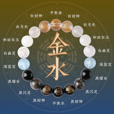 旺财运手链2025五行天然水晶补喜用金水火土水木手串缺男女款多宝