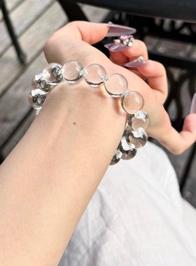 天然A+级白水晶手串牛鼻孔