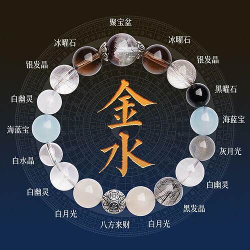 五行喜用金水手链男女款聚宝盆多宝手串补火木缺天然水晶平衡能量