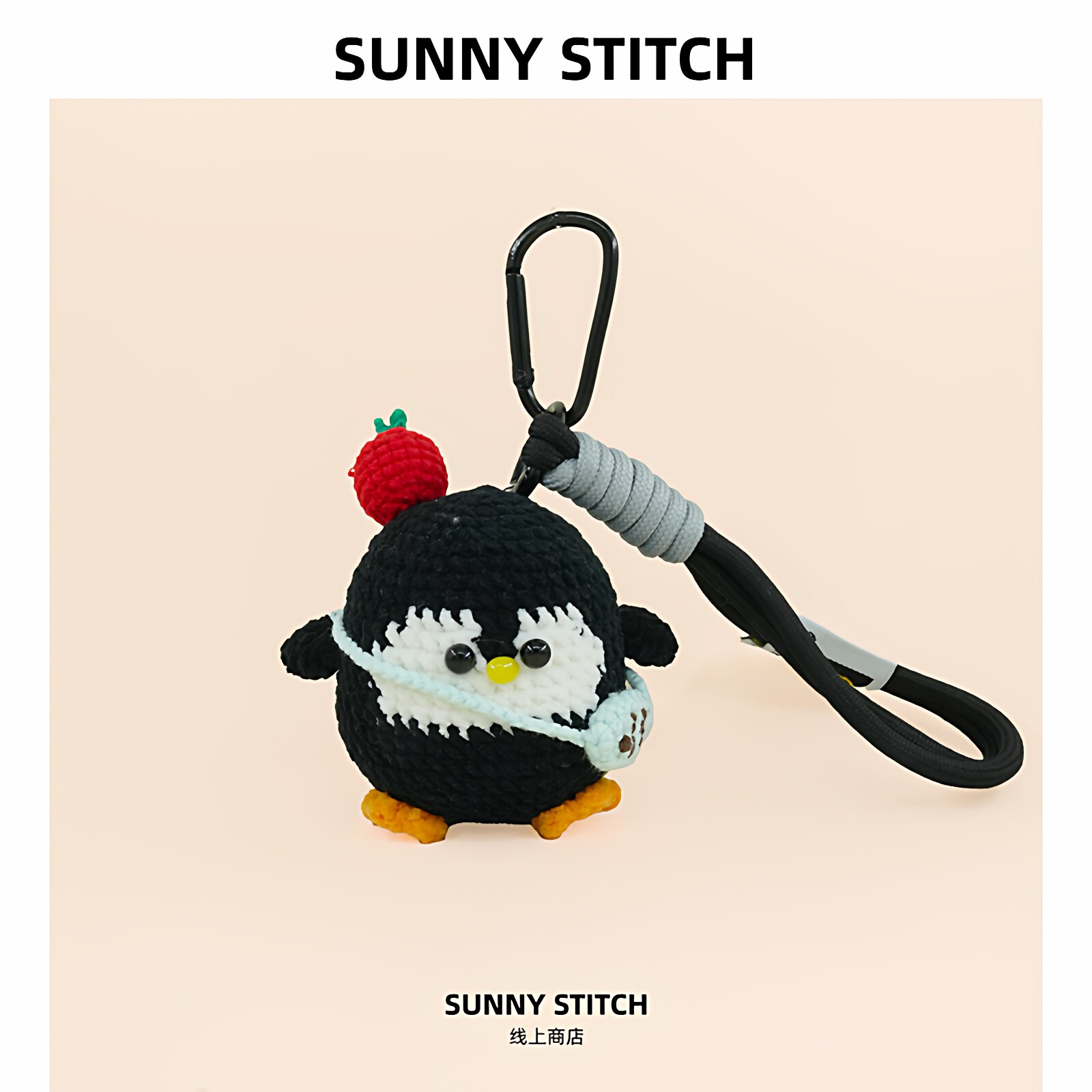 Sunny Stitch可爱小企鹅包挂件黑色钥匙扣小众高级感毛绒挂饰礼物