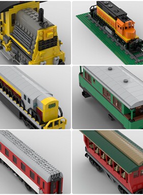 定制积木玩具BNSF列车列车WDWR客车B256列车货车车厢FM-24-66列车