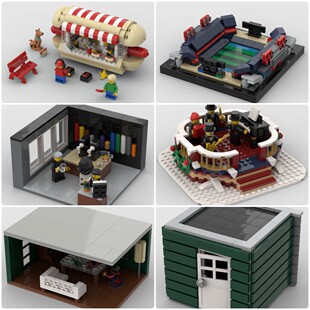 定制积木创意设计玩具体育场雀巢克鲁尼演奏健康室花园棚屋热狗摊