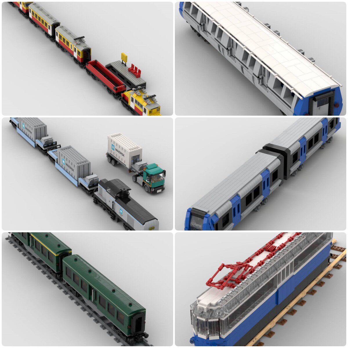 定制积木MD城际列车集装箱运输电车SNCF双层高铁地铁E491电力动车