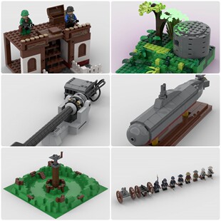定制积木玩具磁轨炮攻击型核潜艇美国内战德国碉堡基地辐射堡垒