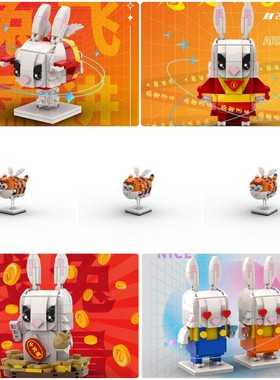 定制积木2022如虎添翼2023NICE兔MEET U钱兔无量兔必NO.1兔飞猛进