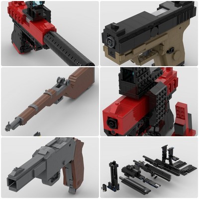 定制积木玩具M1式加兰德步枪伯莱塔NANO手枪格洛克手枪亨利手枪
