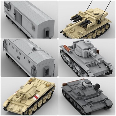 定制积木玩具AMX13轻型坦克巡洋坦克反坦克导弹驱逐战车装甲列车