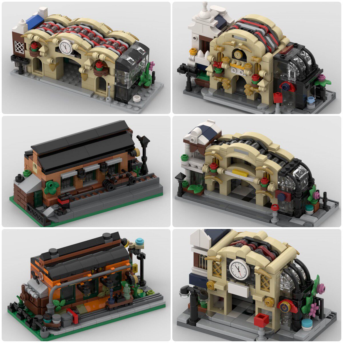 定制积木创意设计摆件新款儿童拼装益智玩具礼物老式火车发动机舱