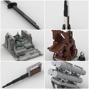定制积木创意设计儿童玩具石中剑导弹攻城塔导弹发射器沟槽刀具