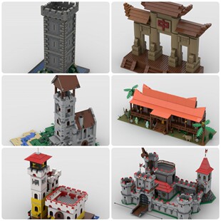 定制积木创意设计玩具帝国要塞古牌坊马来西亚住宅瞭望塔城堡塔