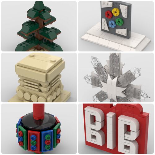 定制积木创意设计儿童拼装玩具底座标志BIB Logo雪花饰品圣诞树