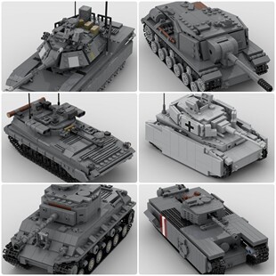 定制积木谢尔曼中型坦克四号F2中型坦克丘吉尔步兵坦克自行火炮