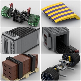 定制积木创意设计玩具后驱动桥维京船帆货物运输箱货车板条箱托盘