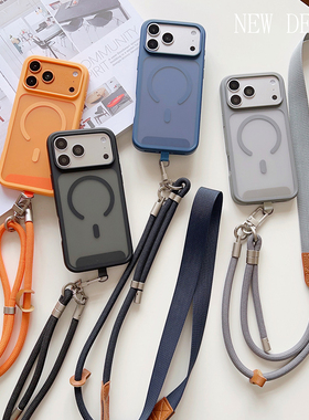 适用苹果17Pro Max手机壳iphone 16带长挂绳15大孔视窗橙色包边14Plus防摔13肤感磁吸12时尚保护壳套Air Case