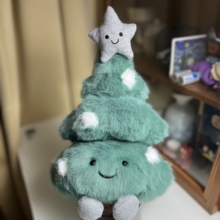 英国jellycat同款圣诞节新品趣味雪点圣诞树造型圣诞玩偶礼物可爱