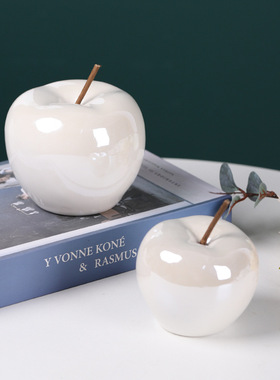 跨境热销北欧家居卧室厨房家居瓷珍珠釉苹果摆件床头样板间装摆设