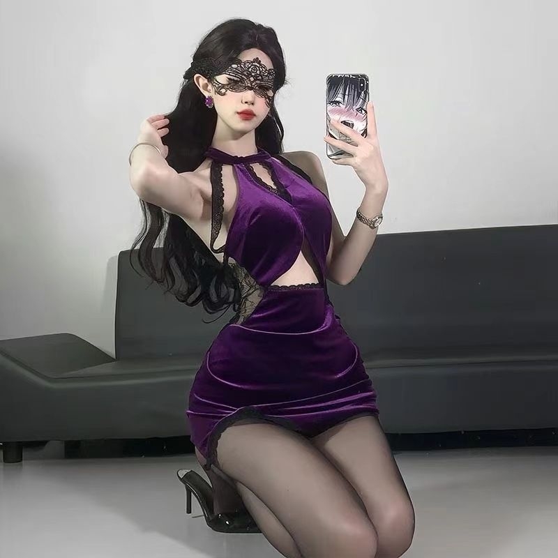 新款女团演出服酒吧dj女歌手gogo领舞性感紫色恶魔兔女郎套装