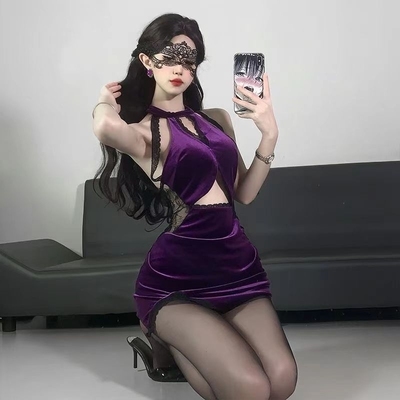 领舞性感紫色恶魔兔女郎套装