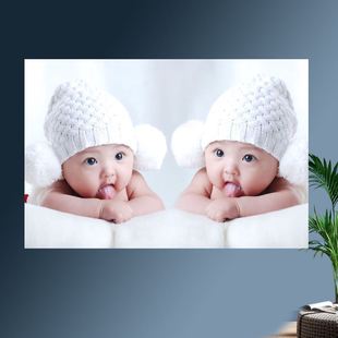 宝宝贴画画报墙贴娃娃海报图片备孕双胞胎漂亮可爱画婴儿墙上胎教